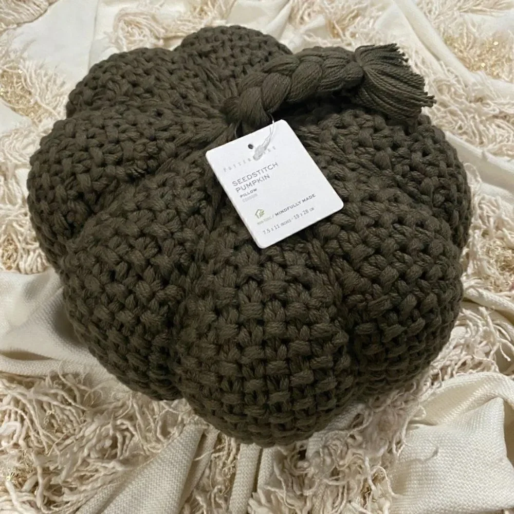 Pottery Barn Seedstitch Pumpkin Pillow Loden